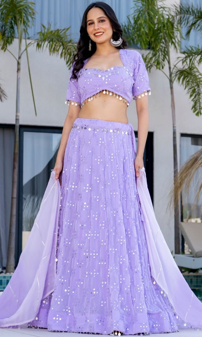 Zane Lilac Georgette Lehenga