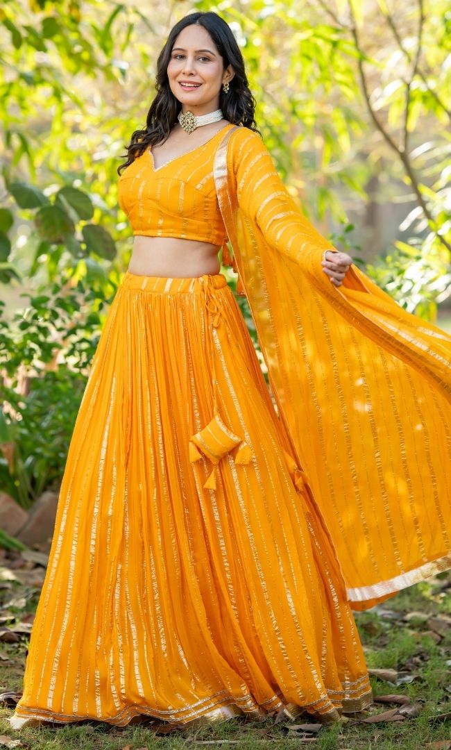 Thani Yellow Viscose Lehenga Set
