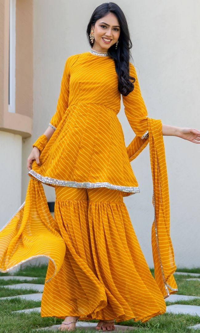 Surya Mustard Bandhani Sharara Set
