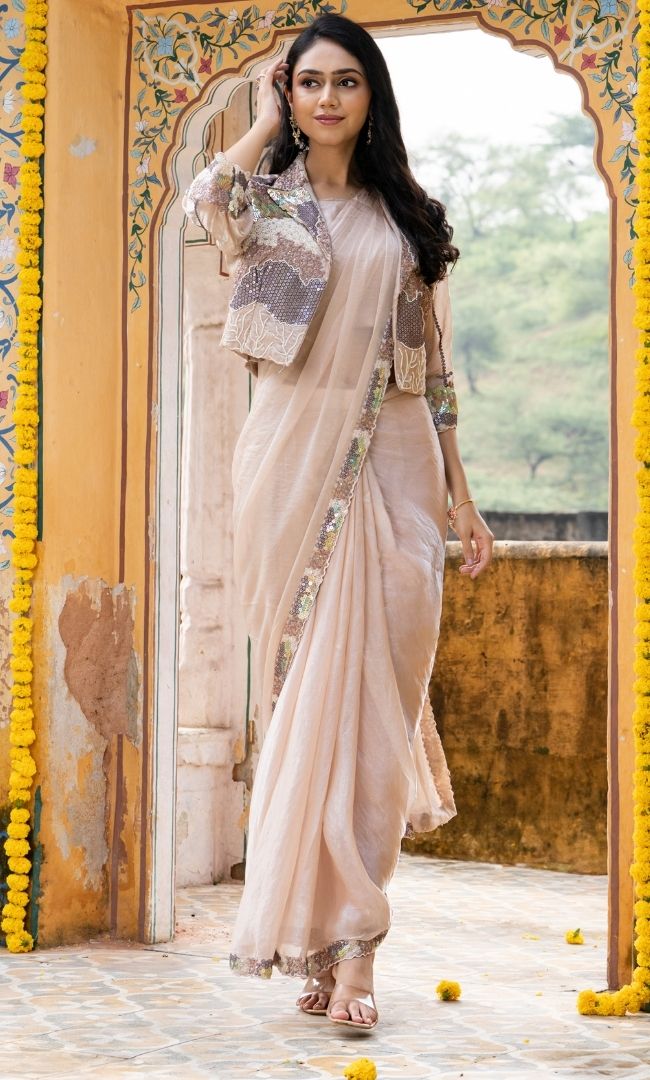 Almond Pre Draped Saree