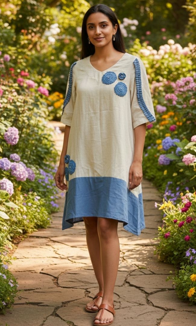 Blue Petal Cotton Dress