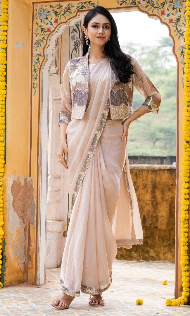 Almond Pre Draped Saree