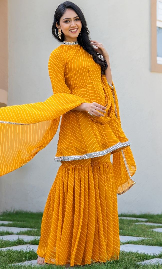 Surya Mustard Bandhani Sharara Set