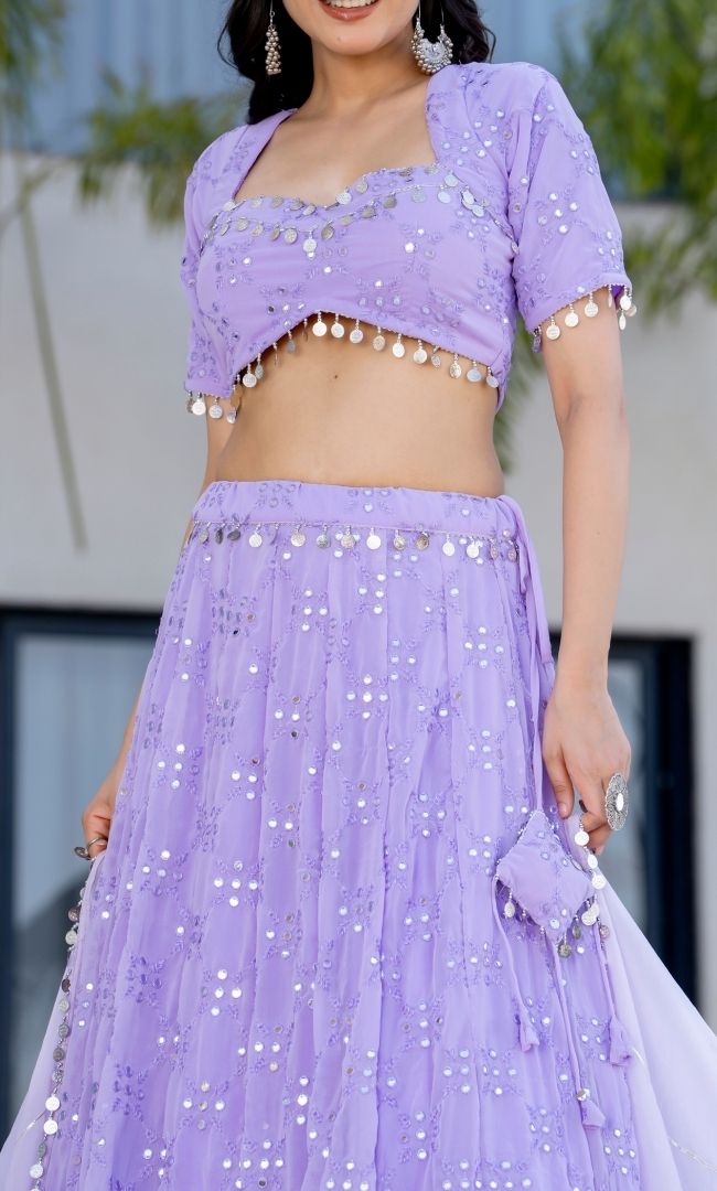 Zane Lilac Georgette Lehenga
