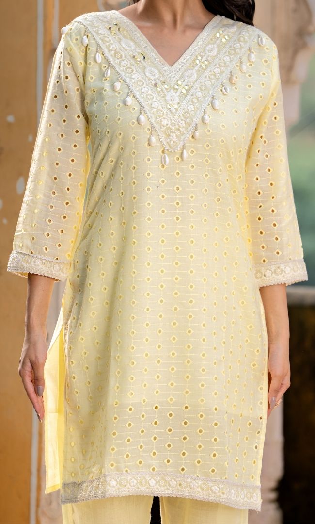 Zyra Lime Kurta Co ord Set