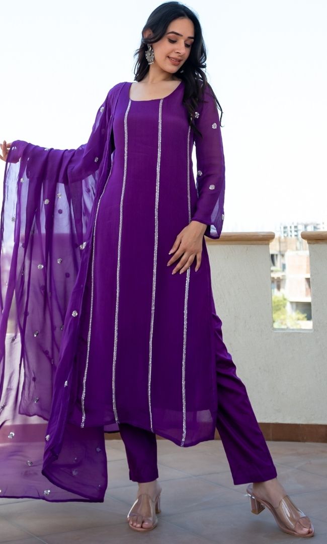 Nargis Purple Suit Set