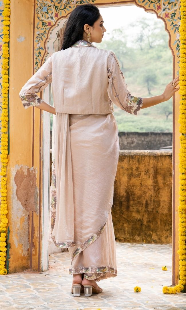 Almond Pre Draped Saree