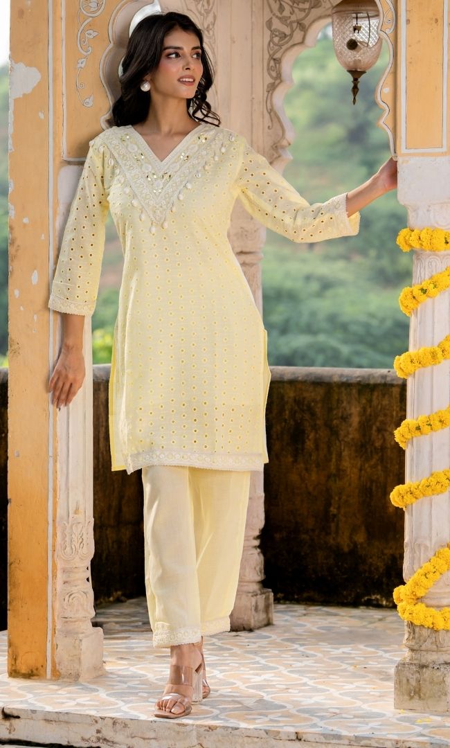 Zyra Lime Kurta Co ord Set