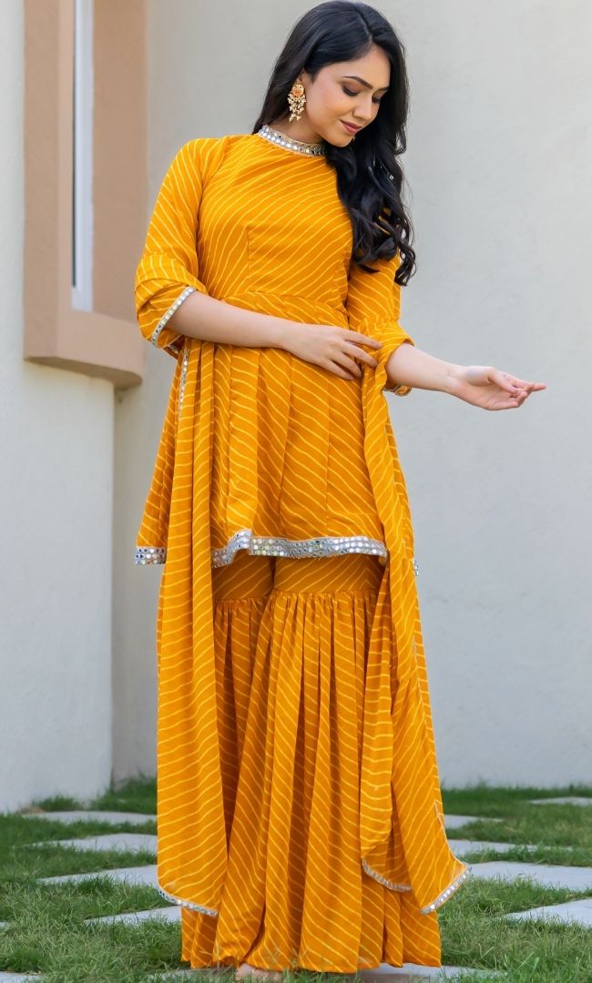 Surya Mustard Bandhani Sharara Set