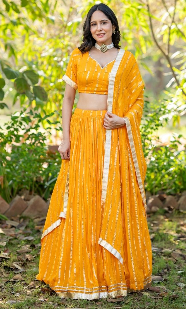 Thani Yellow Viscose Lehenga Set