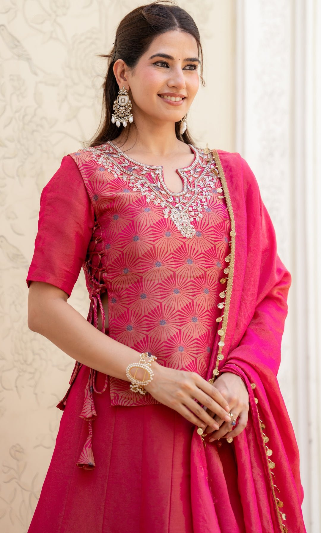Yuvika Rani Pink Tissue Lehenga Set