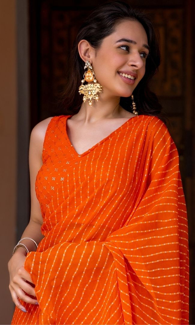 Nikhar Orange Saree