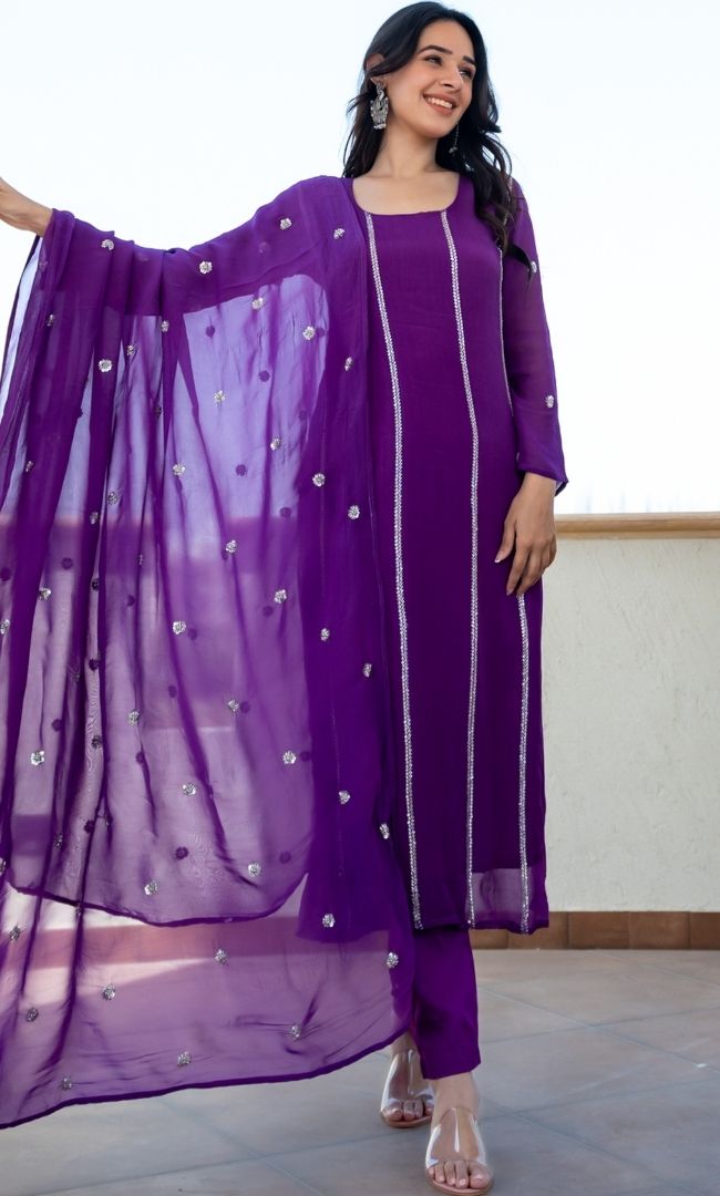 Nargis Purple Suit Set