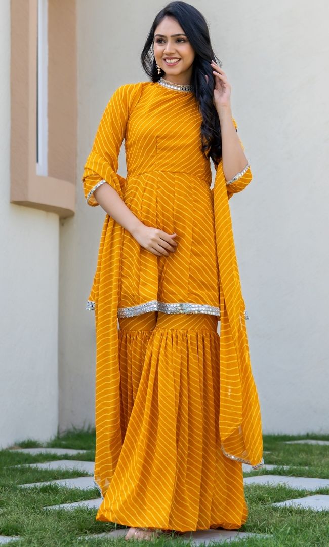 Surya Mustard Bandhani Sharara Set
