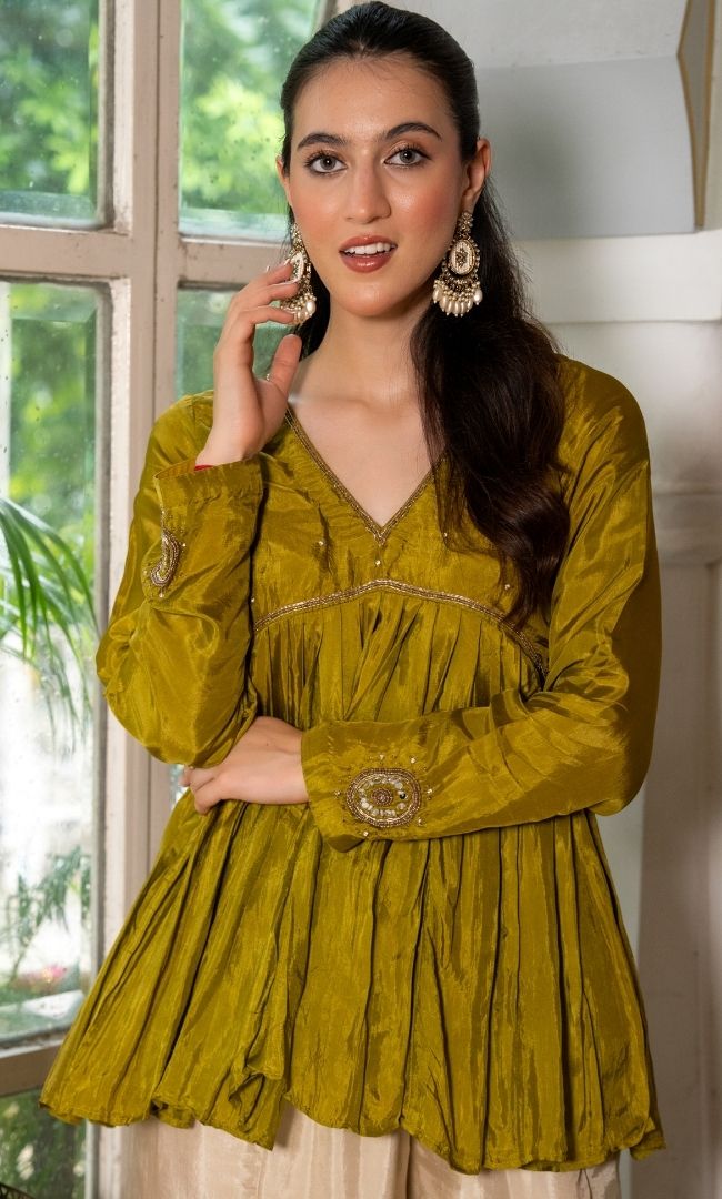 Olive Aura Peplum Set