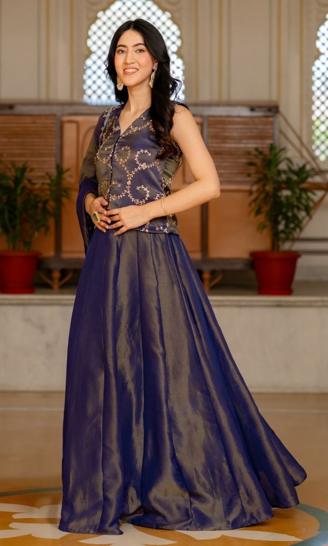 Sara Purple Tissue Lehenga Set