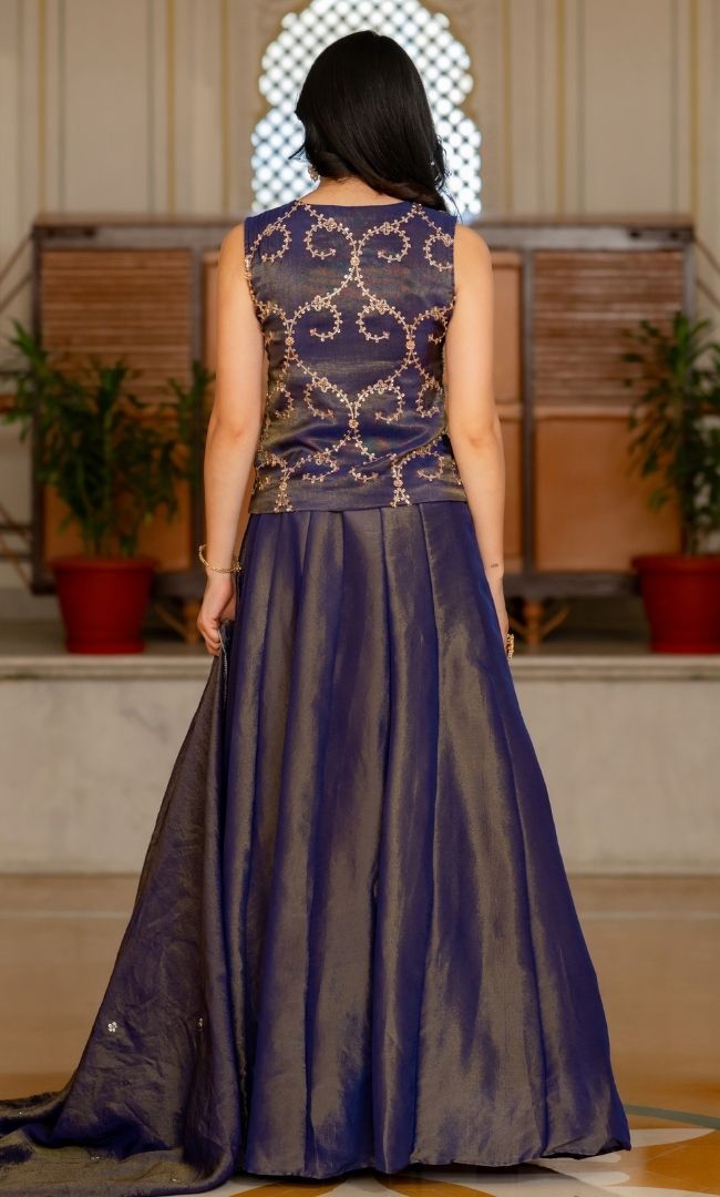 Sara Purple Tissue Lehenga Set