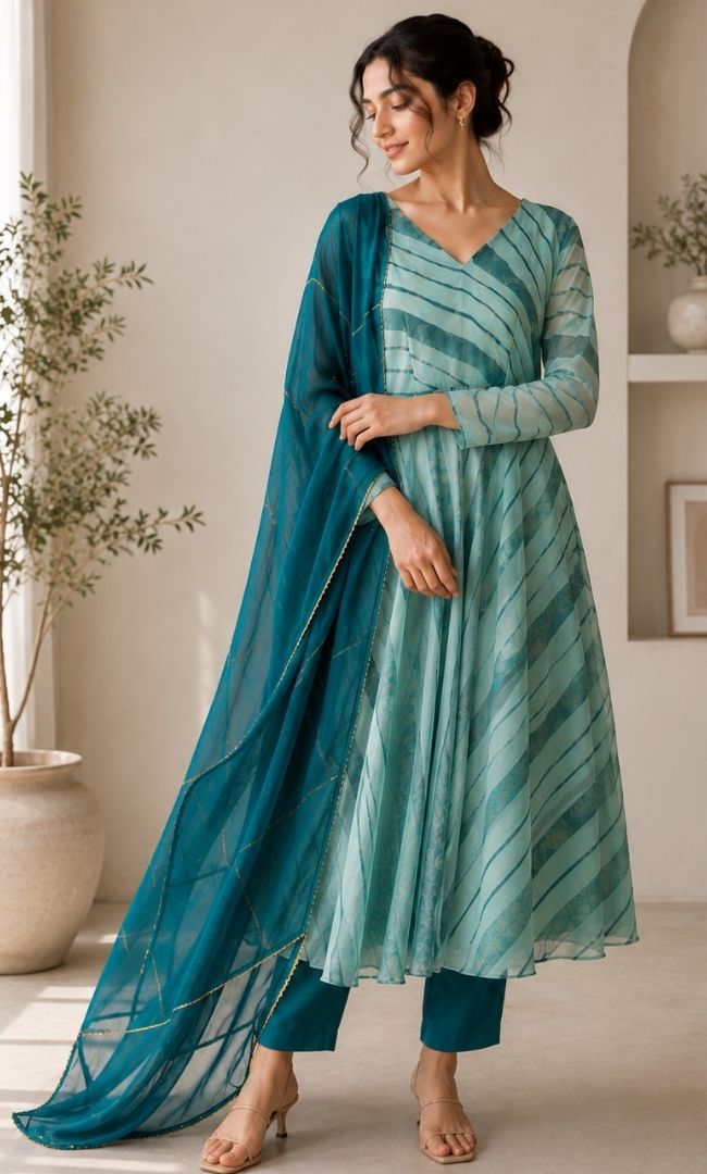 Baby Blue Anarkali Set