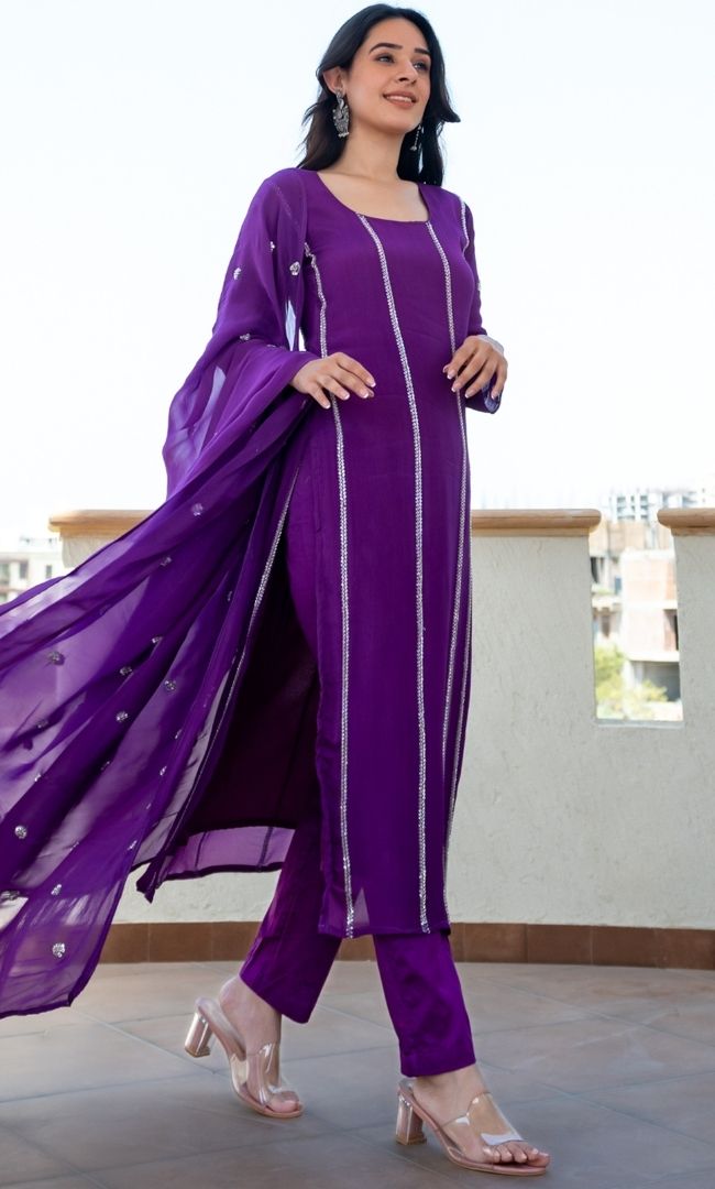 Nargis Purple Suit Set