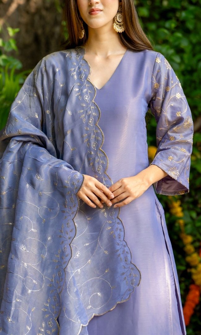Lilac Blush Tissue Kurta Set