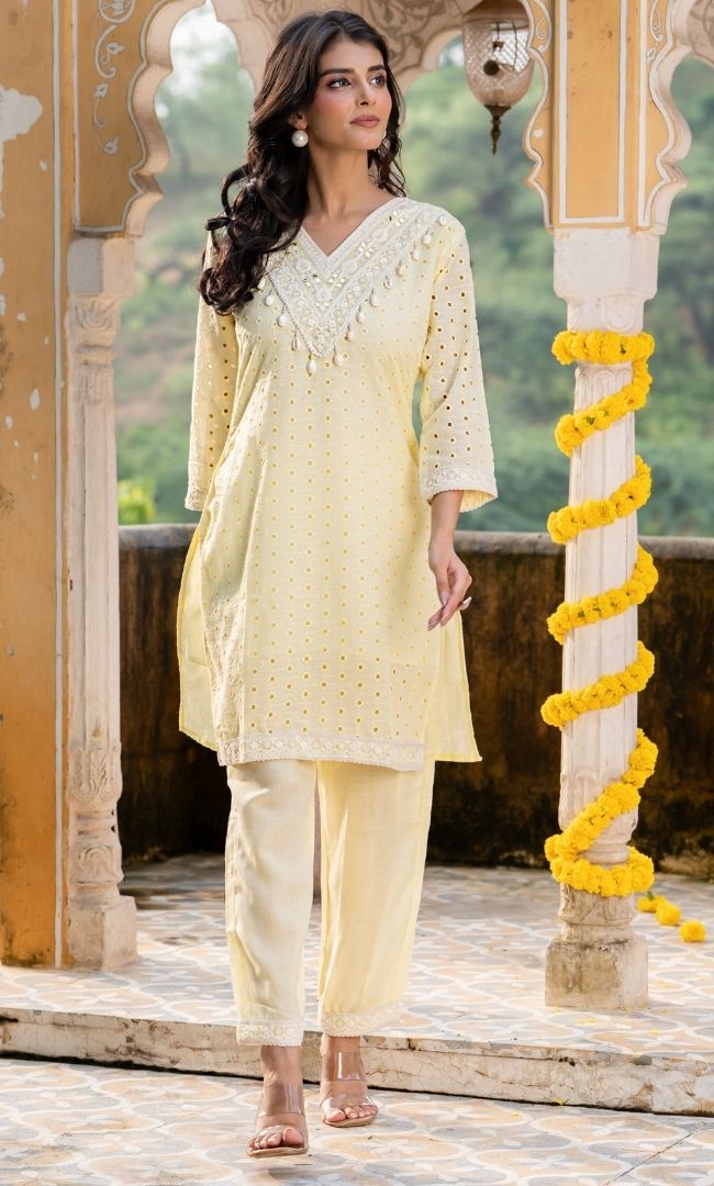 Zyra Lime Kurta Co ord Set