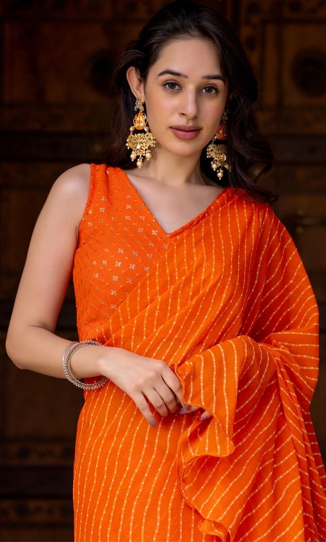 Nikhar Orange Saree