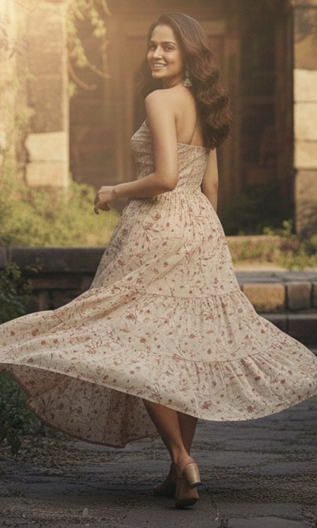 Vintage Bloom Strapless Dress