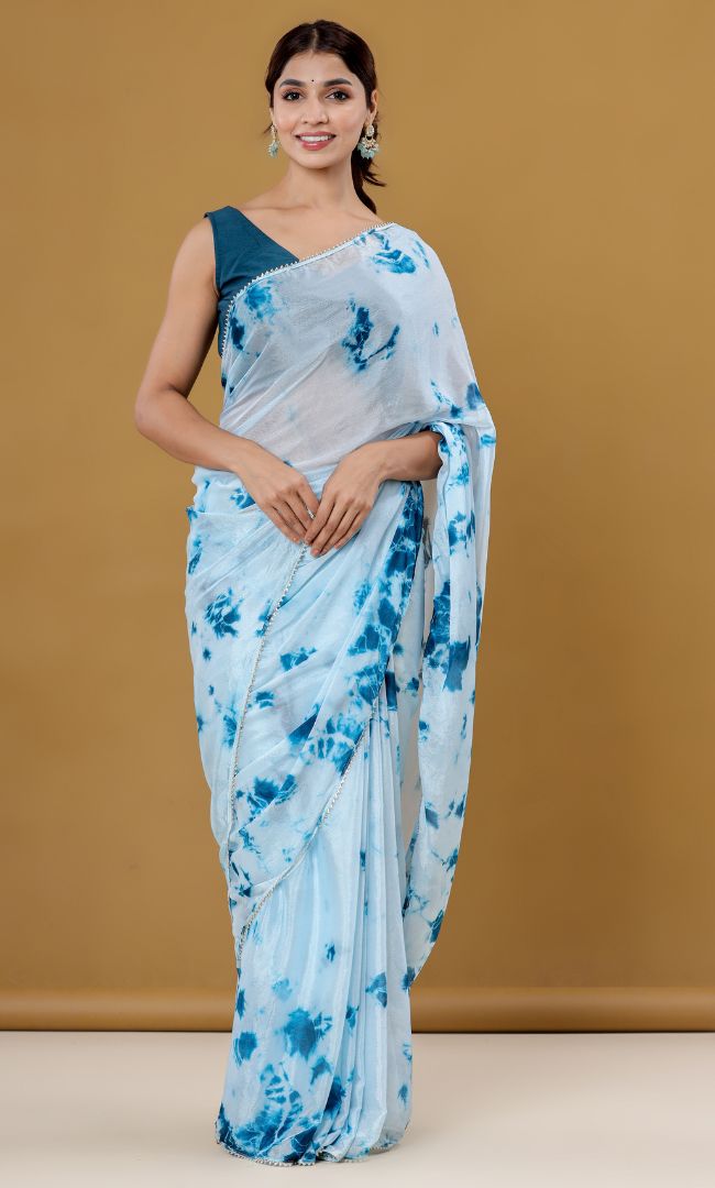 Blue Shibori Saree
