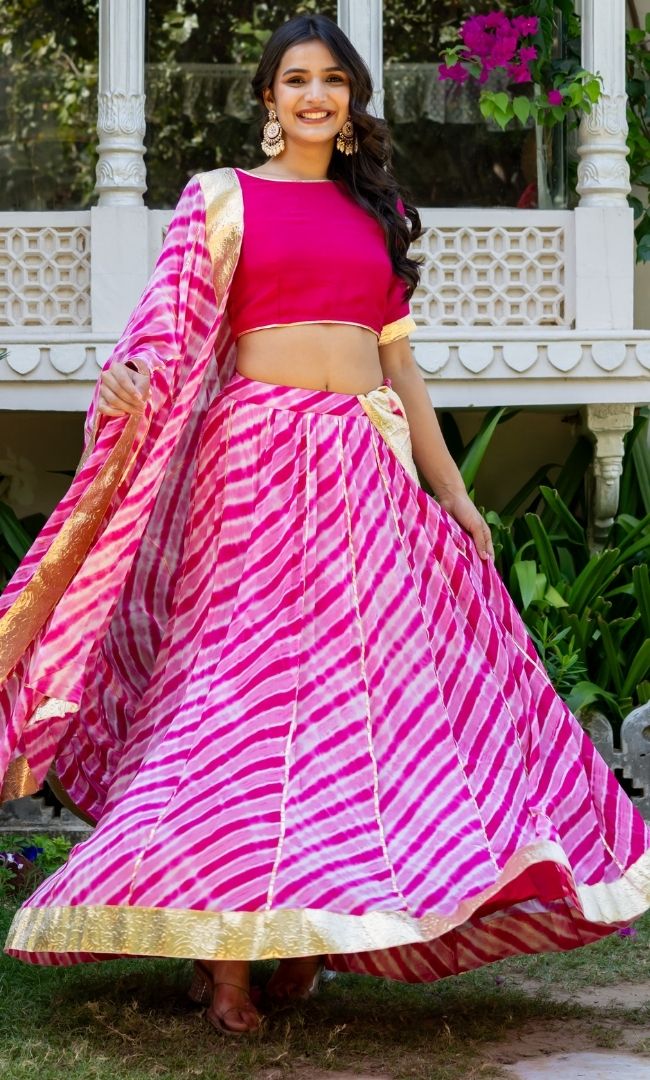 Marwar Pink Leheriya Lehenga Set