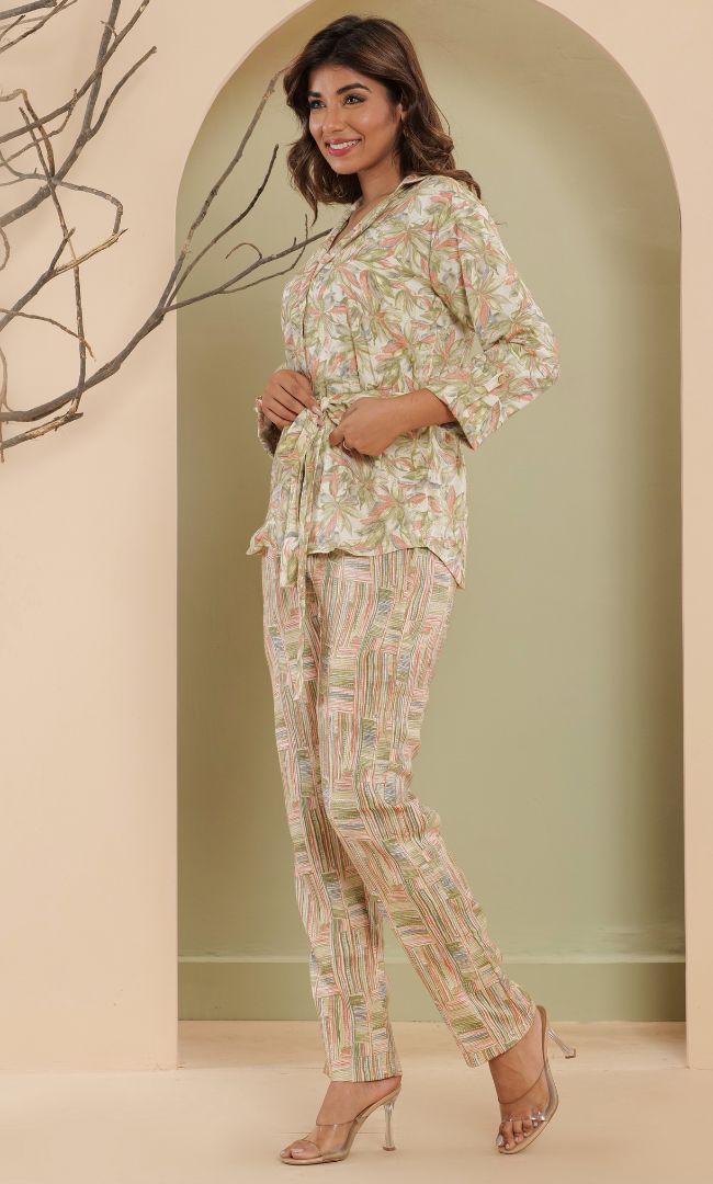 Green Peach Leaf Co-ord Set