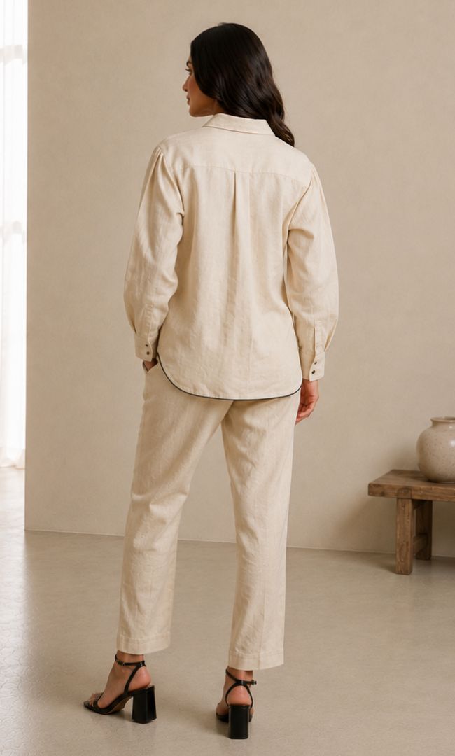 Ecru Black Linen Co-ord Set