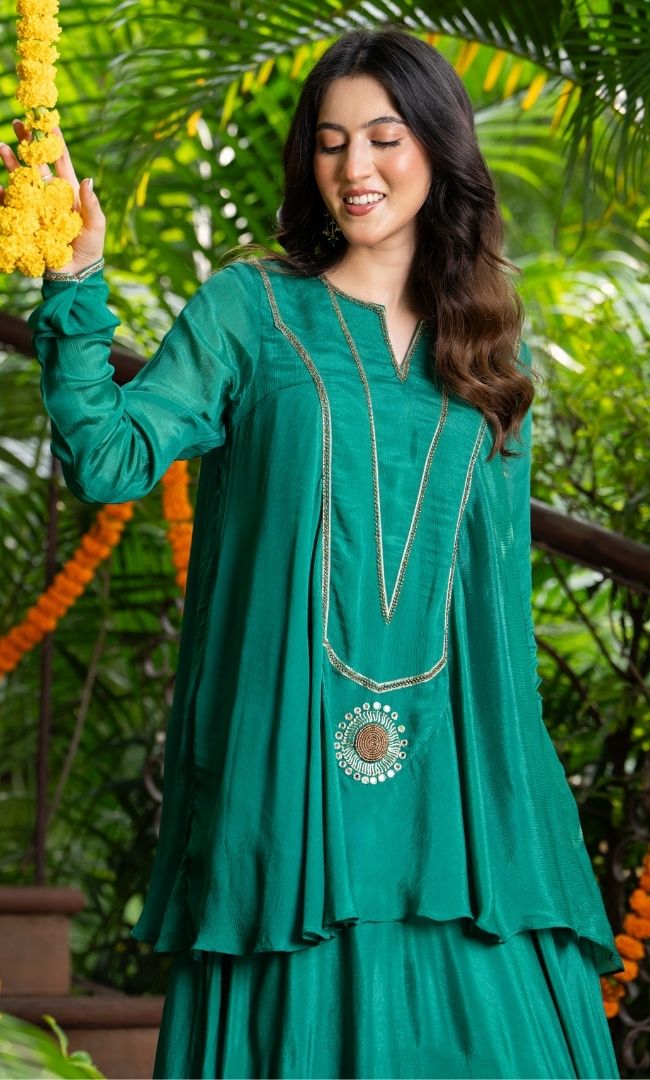 Emerald Green Skirt Set