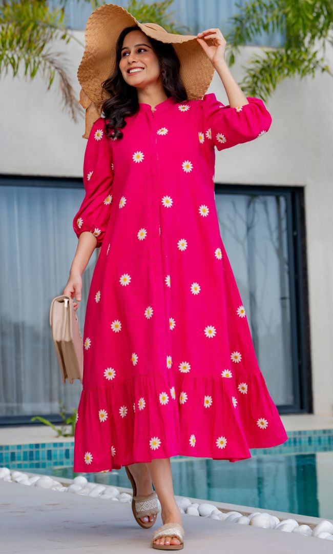 Pop Of Pink Midi Dress