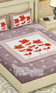 COSMOS PRINTED LIGHT MAUVE DOUBLE BED BEDSHEET