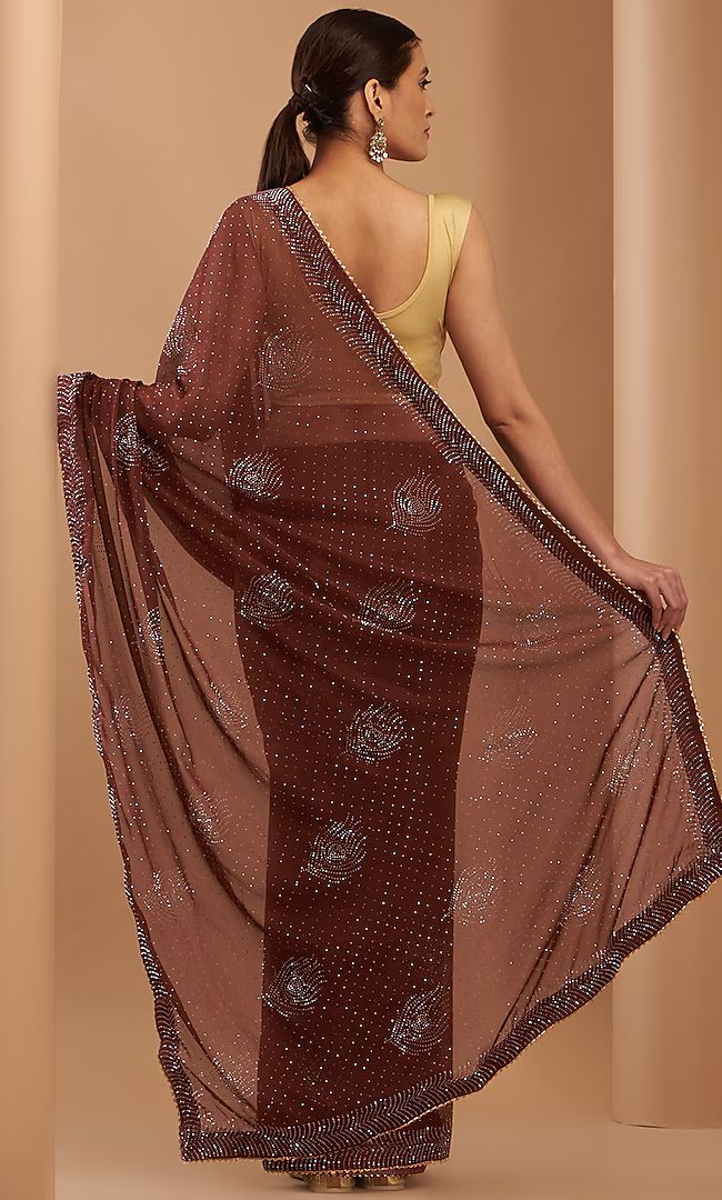 Maroon Embellished Saree
