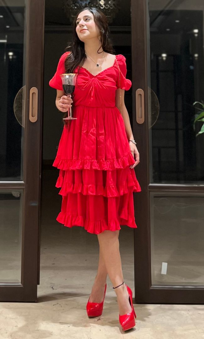 Cherry Red Ruffle Dress