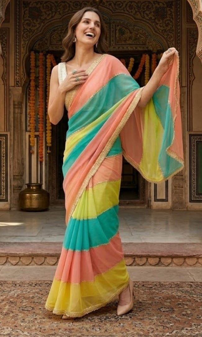 Pastel Gota Grace Saree