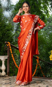 Meghavi Orange Saree