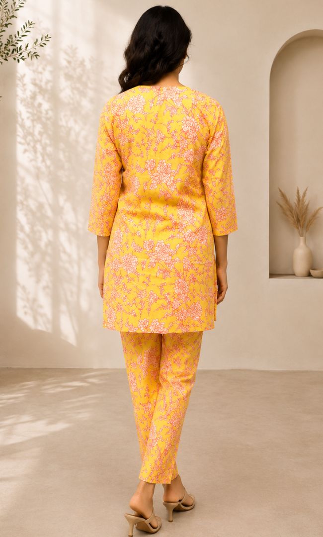 Yellow Printed Rozana Set