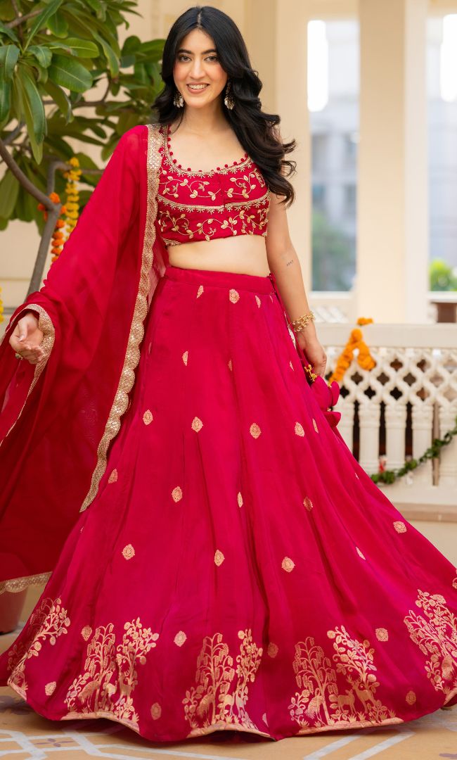 Shehnaz Pink Embroidered Lehenga Set