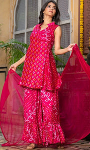 Noorani Bandhej Sharara Set