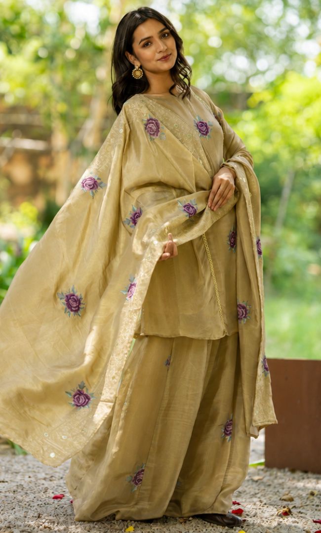 Golden Gulrose Tissue Suit Set