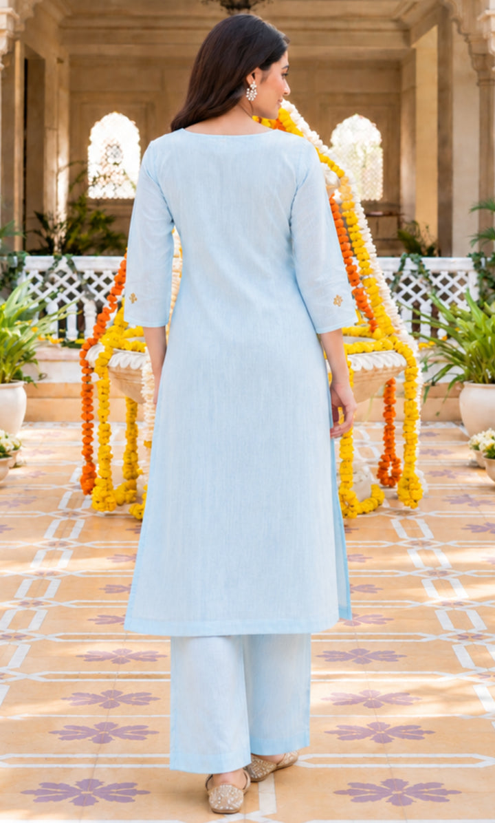 Petal Dusk Linen Kurta Set
