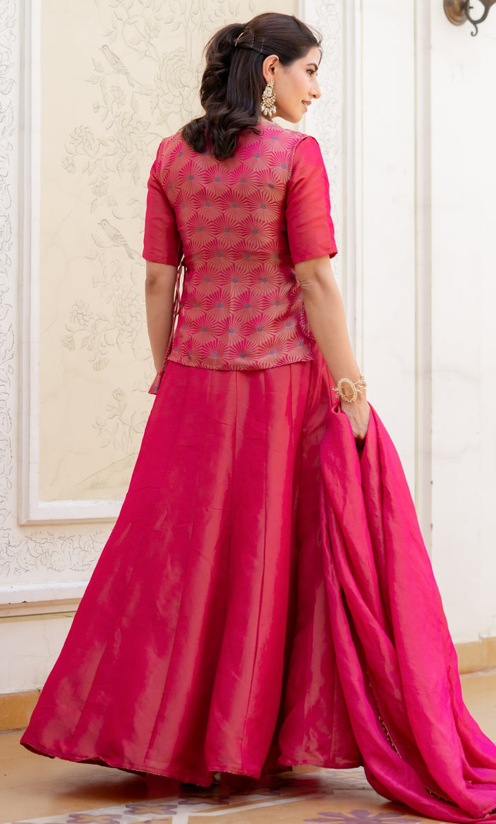 Yuvika Rani Pink Tissue Lehenga Set