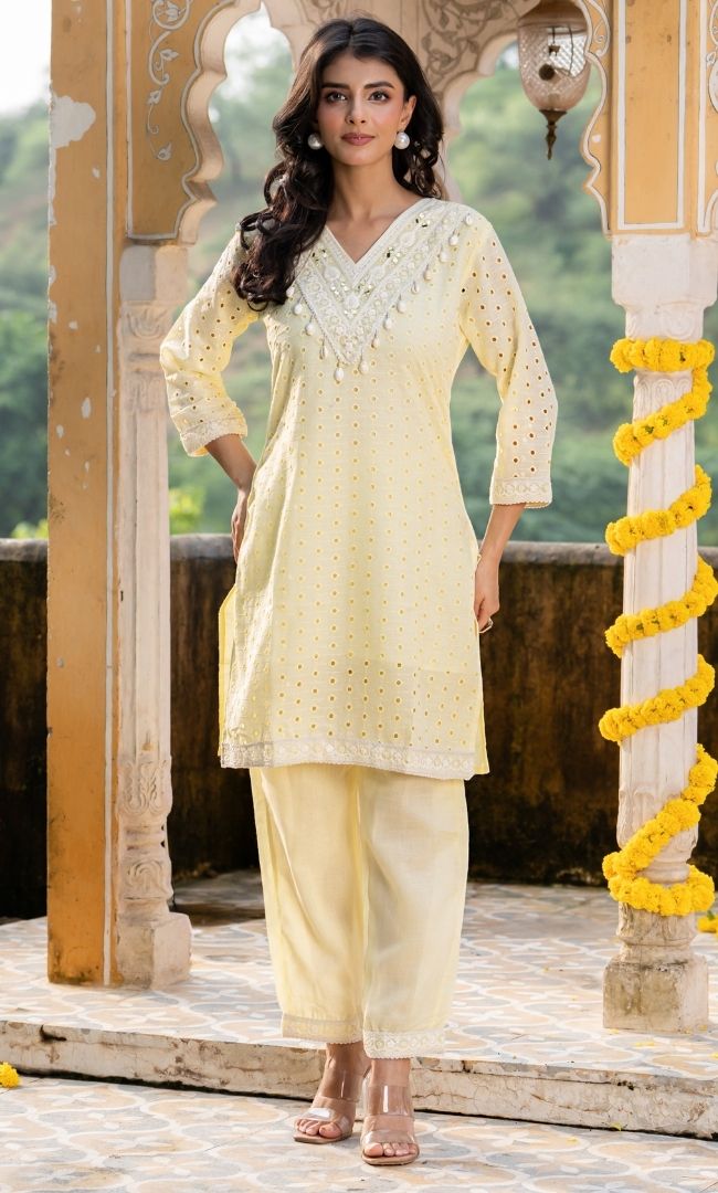 Zyra Lime Kurta Co ord Set