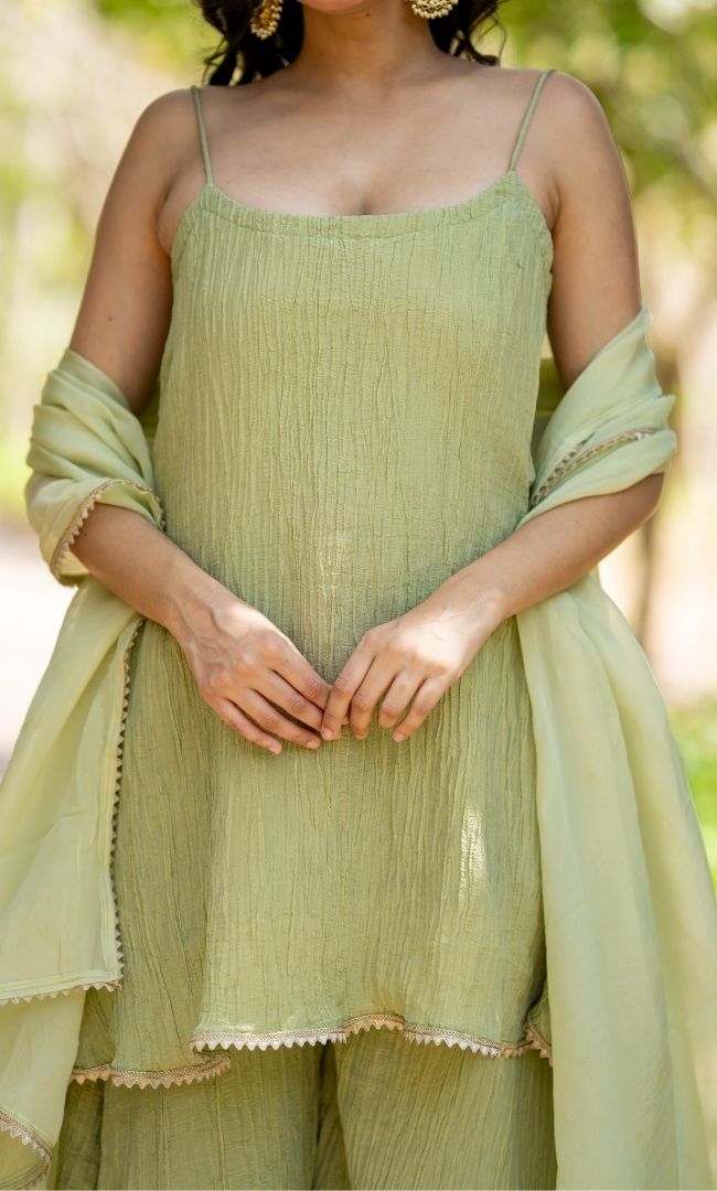 Saba Mint Tissue Sharara Set