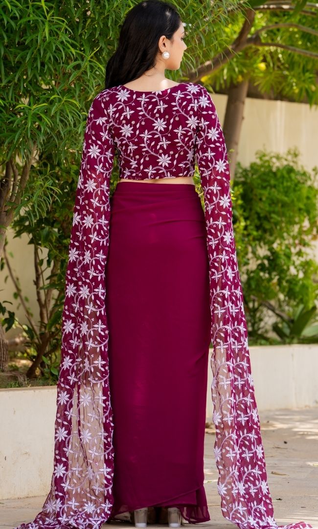 Divine Burgundy Ethnic Skirt Set