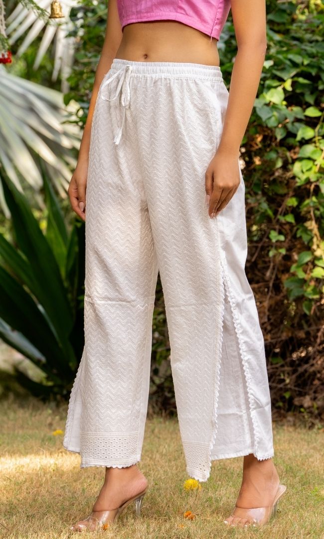 Off White Schiffli Pants