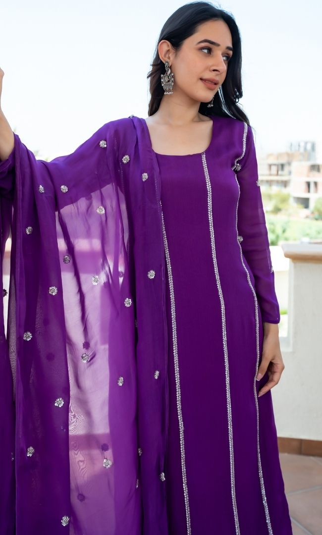 Nargis Purple Suit Set