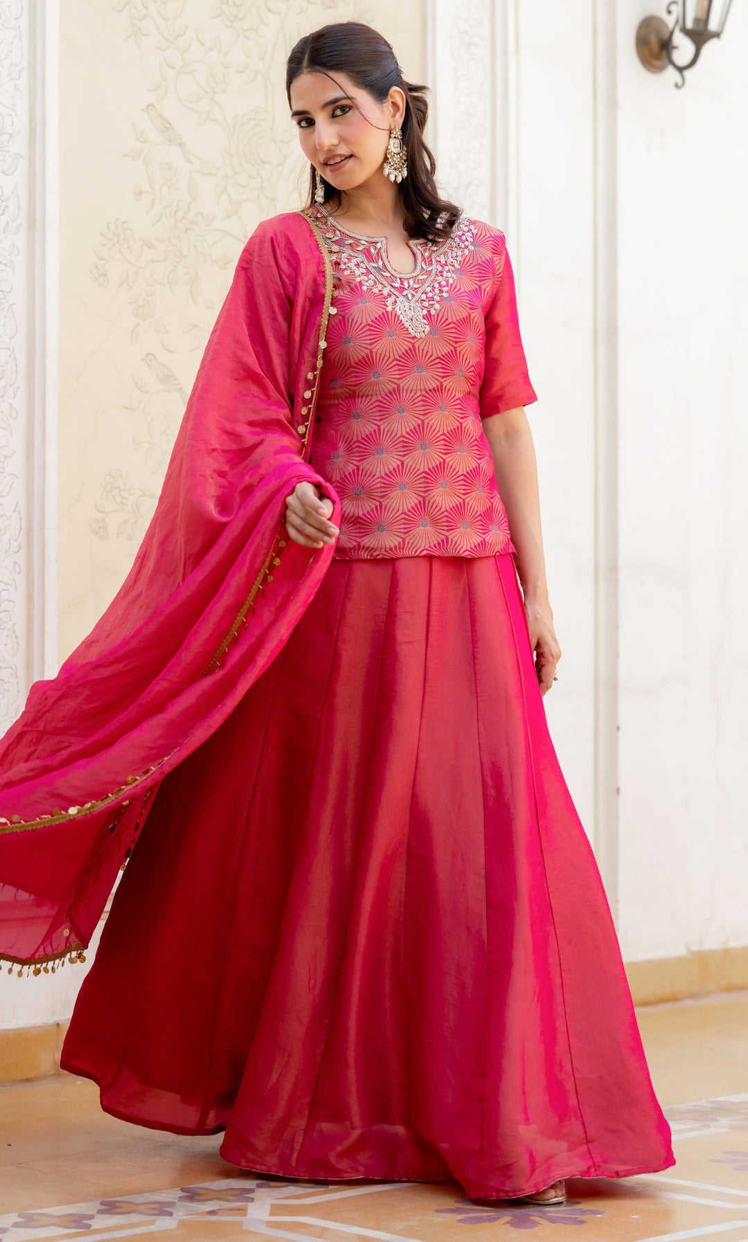 Yuvika Rani Pink Tissue Lehenga Set